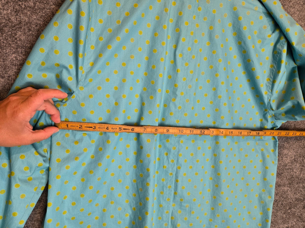 Jones New York Signature Polka Dot Raincoat Aqua Blue Yellow Snap Front Jacket L