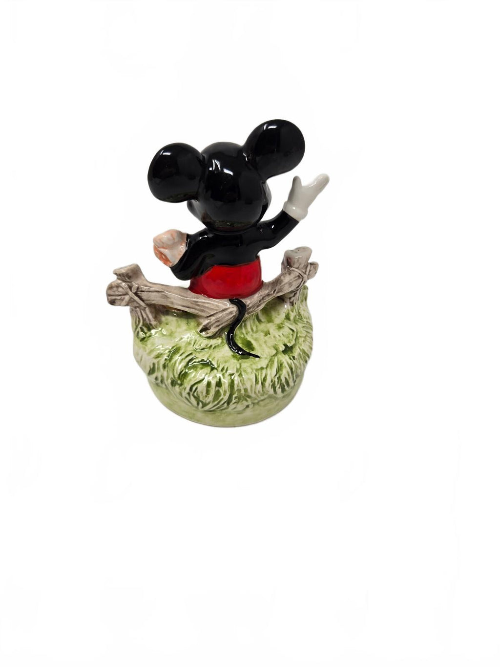 Schmid Mickey Mouse "Waving with Bouquet" Ceramic Musical Revolving Figurine NOS