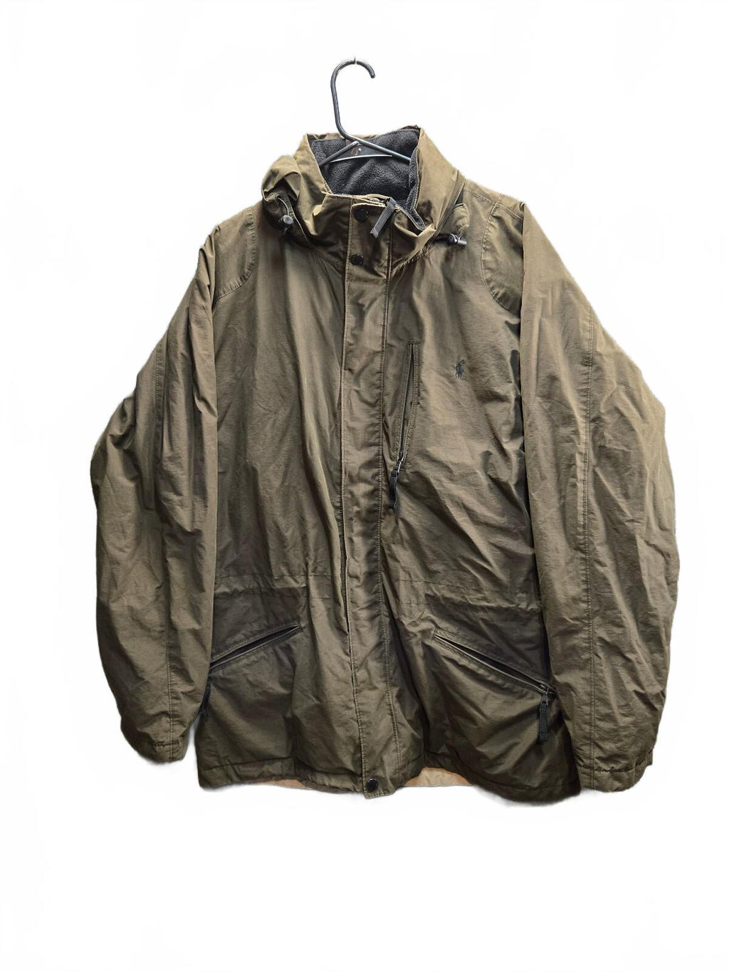 Polo Ralph Lauren Olive Green Hooded Jacket with Front Zip and Pockets