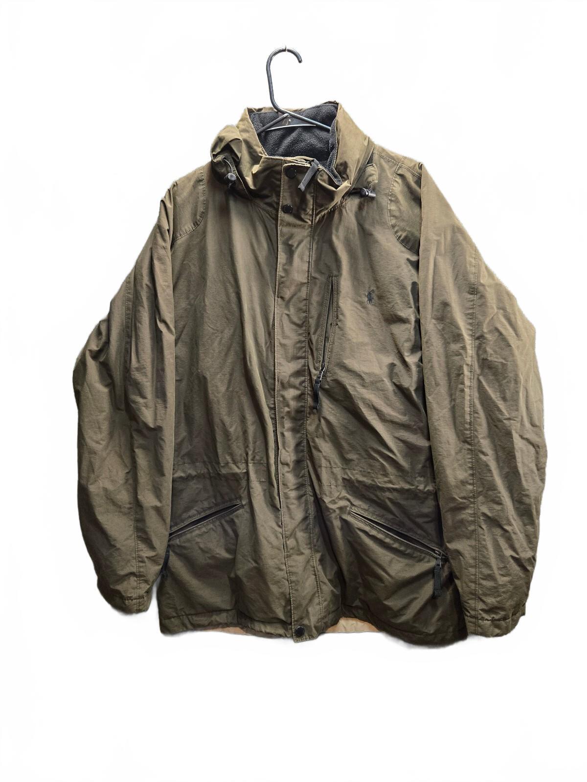 Polo Ralph Lauren Olive Green Hooded Jacket with Front Zip and Pockets