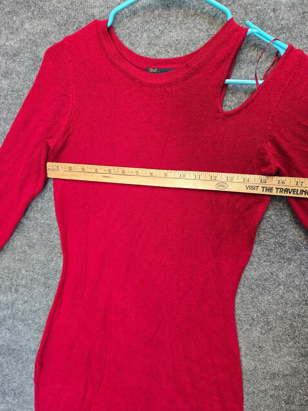 Just... Taylor Women's Red Cold-Shoulder Cutout Asymmetrical Knit Midi Dres (XS)