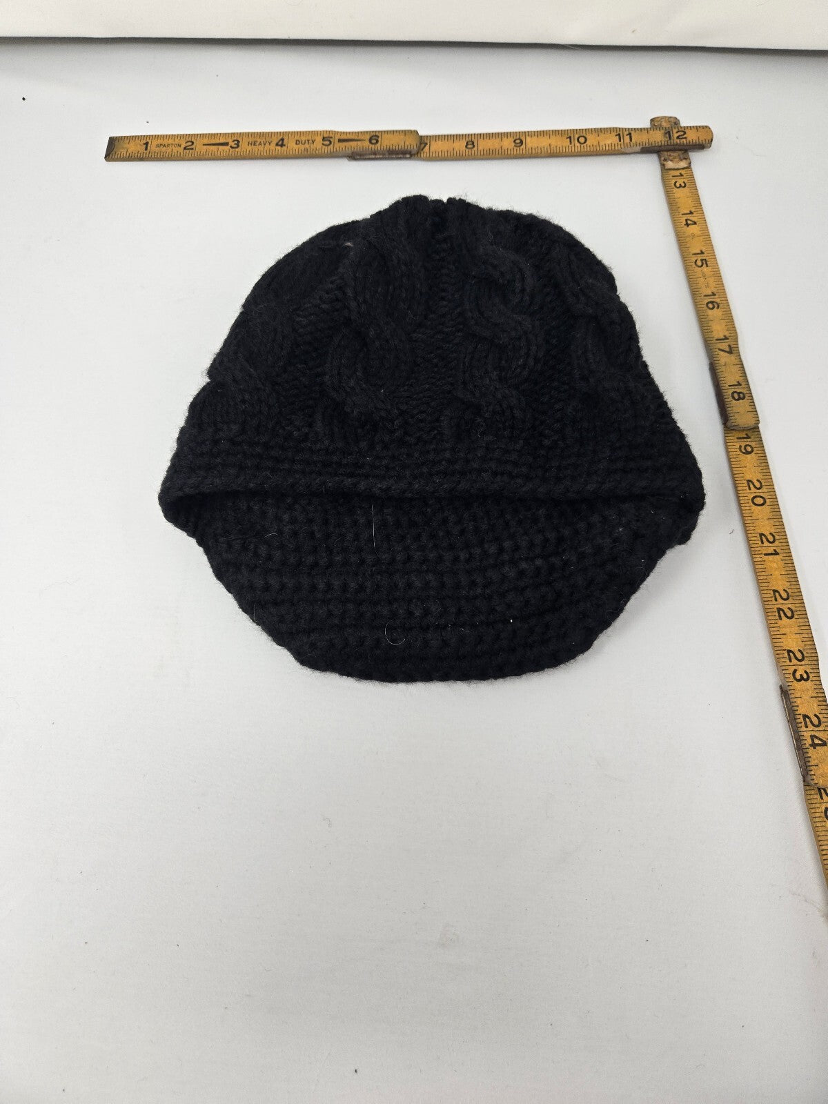 Merona Black Cable Knit Newsboy Winter Hat Cap White Side Buttons OSFM