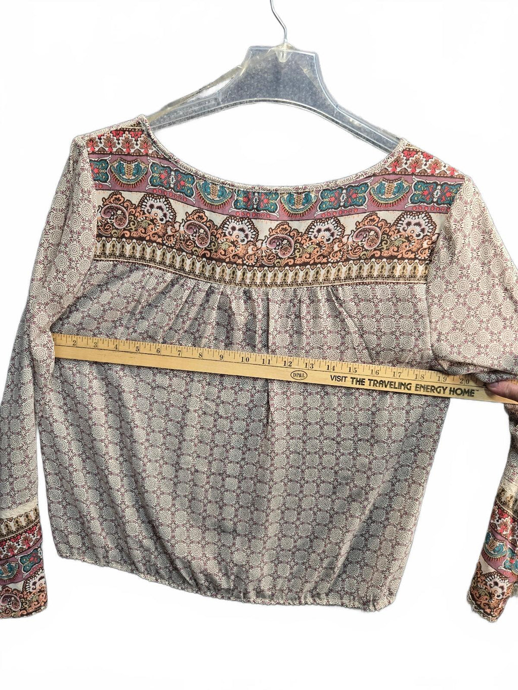 American Rag Cie Women's Boho Paisley Print Blouse Top Size Medium M Long Sleeve
