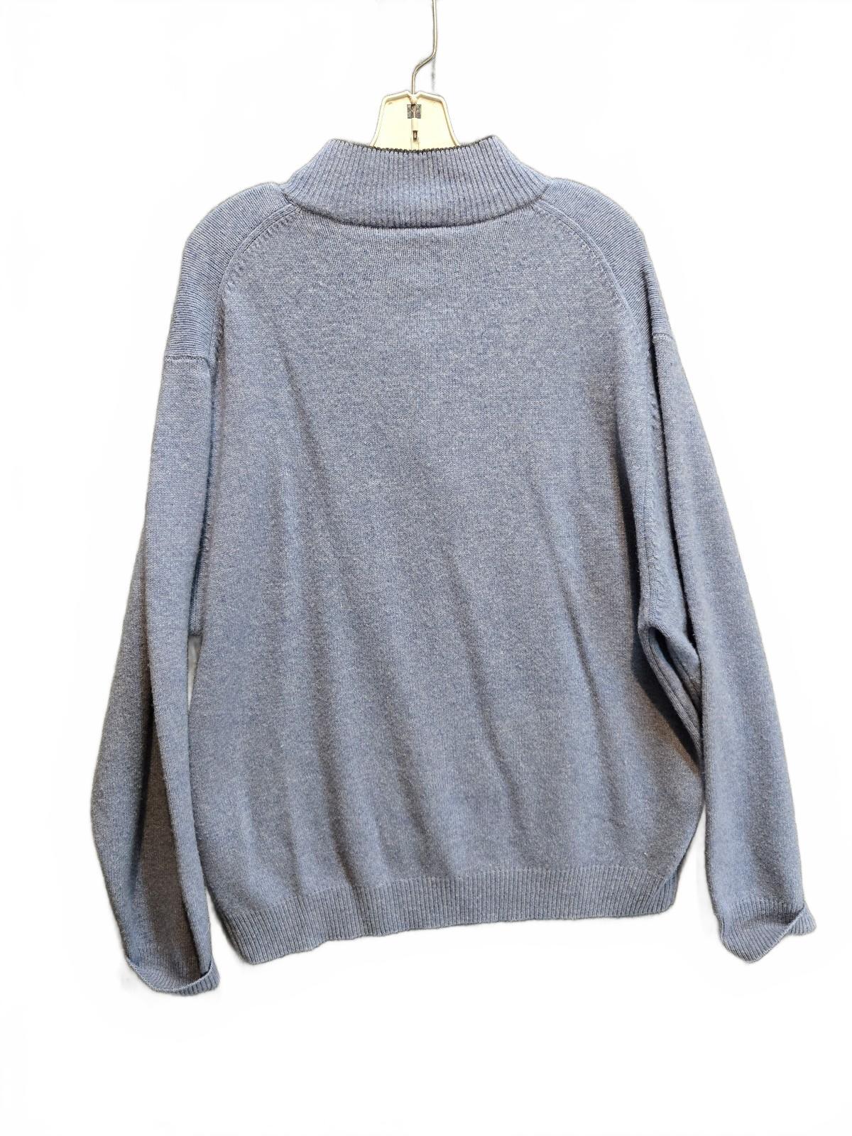 JoS. A. Bank Men's Mock Neck Button Henley Sweater Lambswool Blend Blue Size L