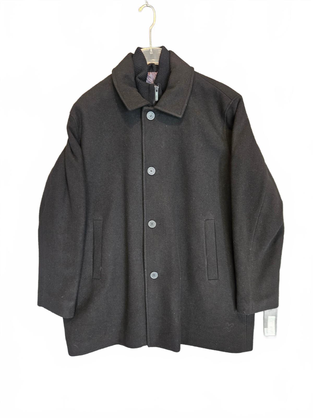 Kenneth Cole New York Mens Wool Blend Car Coat Zip Bib Jacket Black NWT XXL