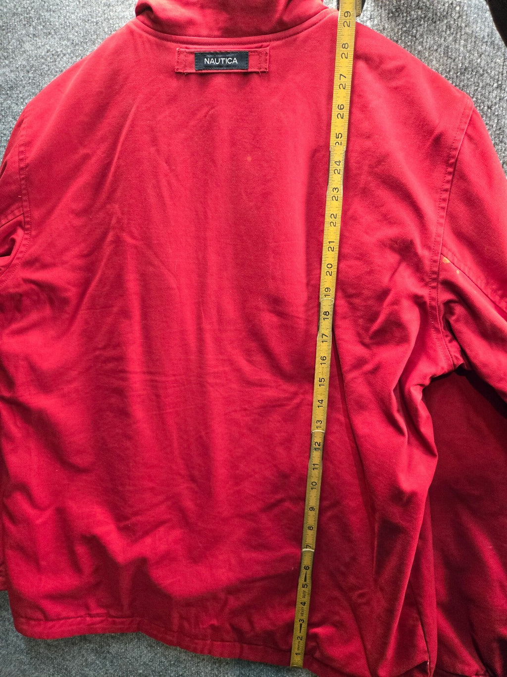 Nautica Red Full-Zip Casual Jacket with Stand Collar