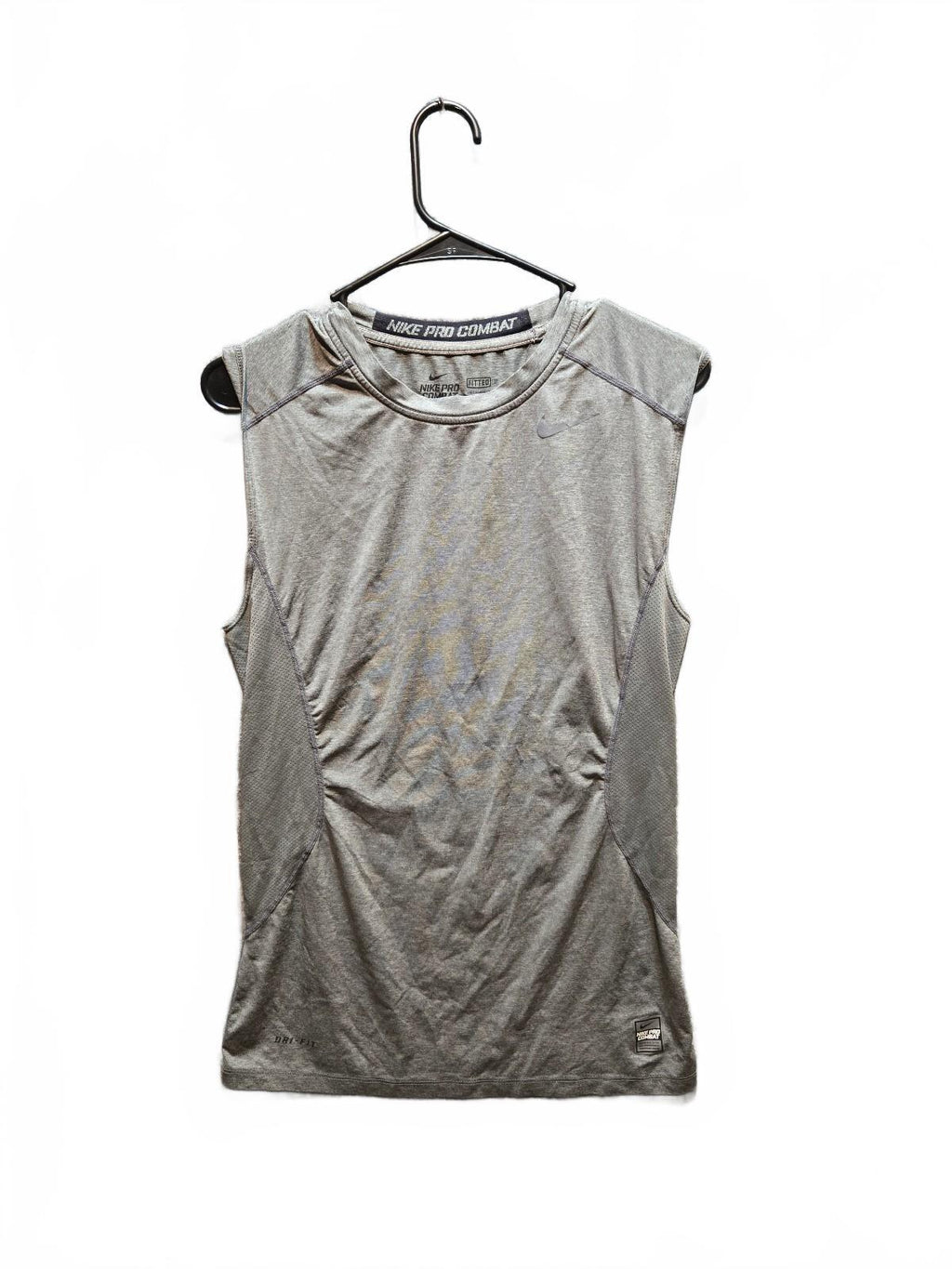 Nike Pro Combat Boys Sleeveless Compression Shirt Youth Gray Dri-Fit Tank l