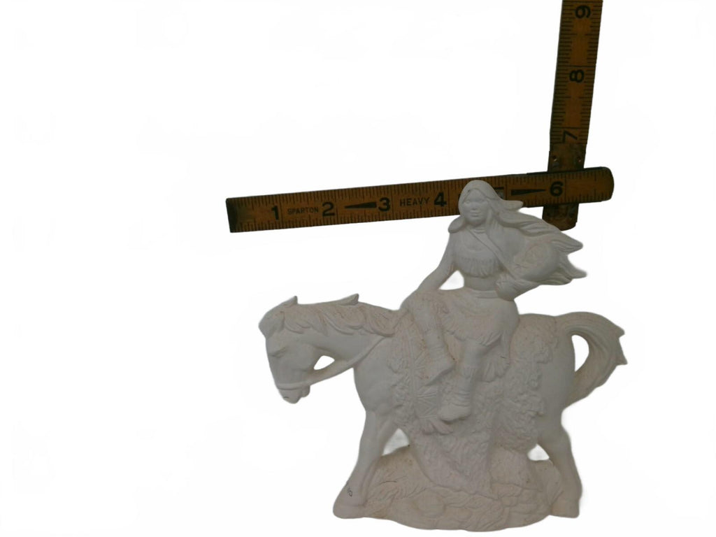 Vintage Hershey Mold 334 Native American Woman on Horse Ceramic Bisque unpainted