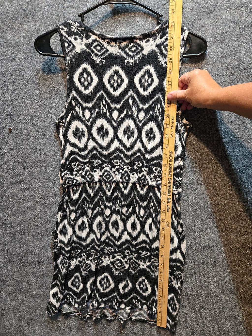Pretty Good Black White Ikat Geometric Print Sleeveless Tank Dress Size M