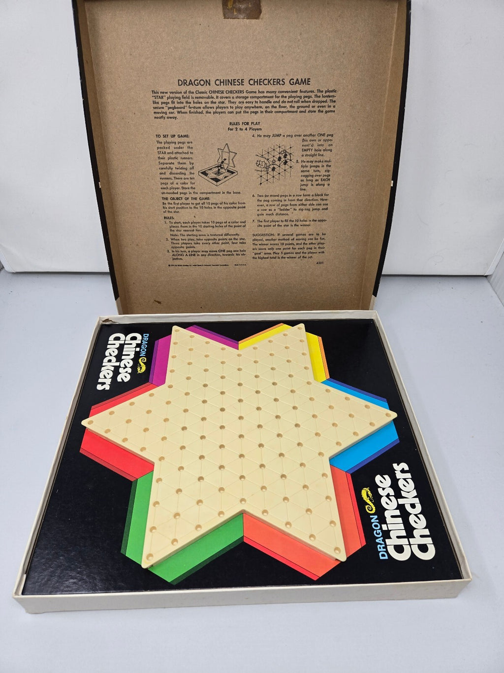 Vintage 1973 Milton Bradley Dragon Chinese Checkers Board Game Complete No. 4301