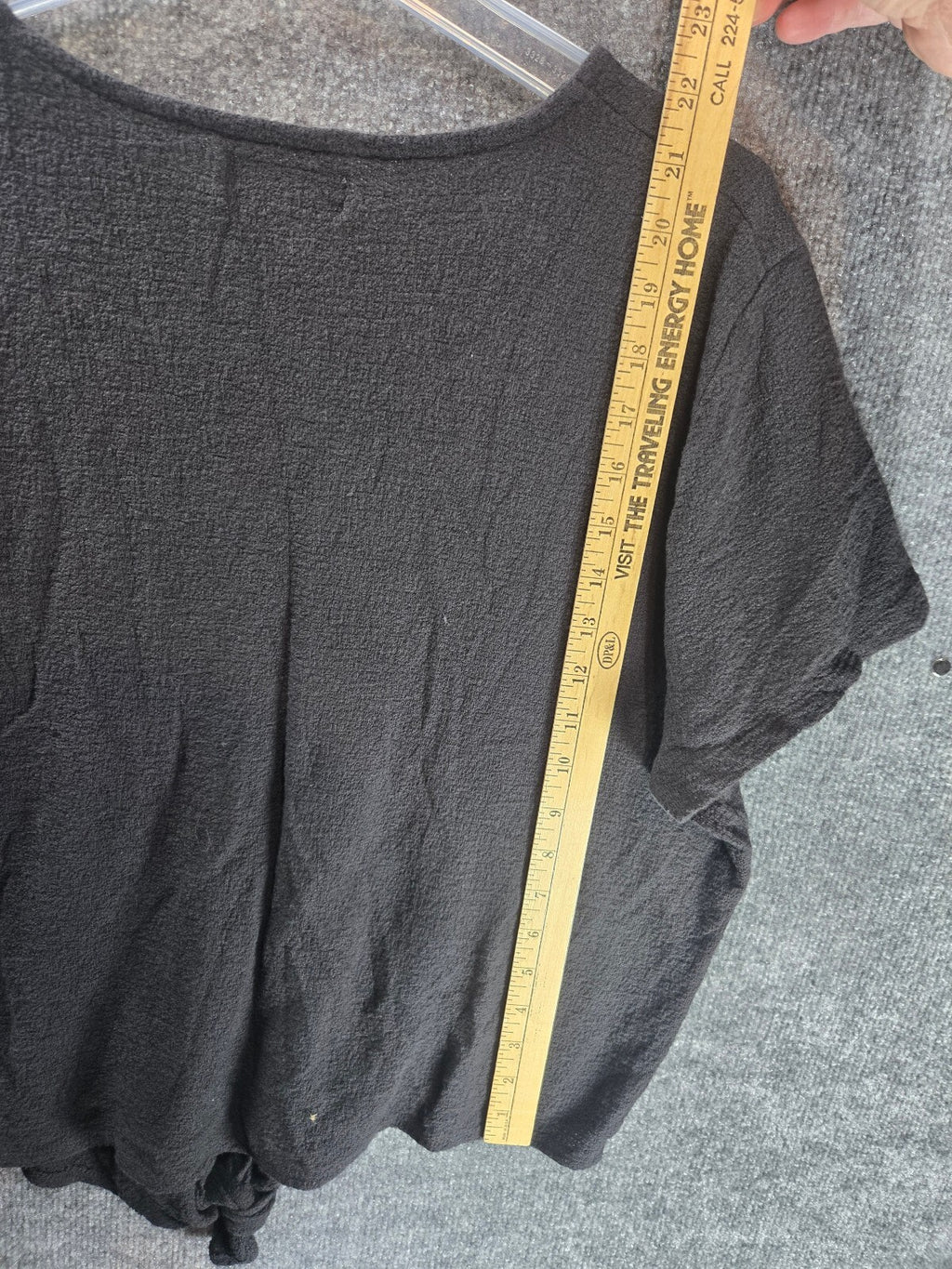 Eileen Fisher Black Cotton Short Sleeve Tie Front Top
