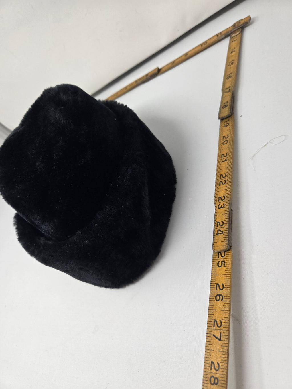 Vintage Black Faux Fur Cossack Hat Russian Ambassador Pillbox Winter Cap Medium