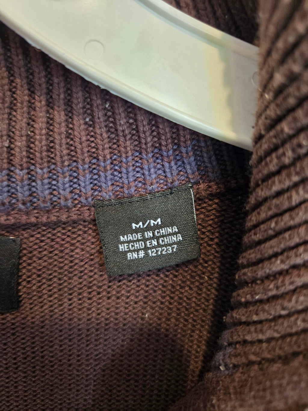 Haggar Mens Medium Brown Mock Neck Button Pullover Knit Sweater Regular Fit