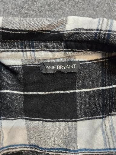 Lane Bryant Black and White Plaid Button-Up Shirt with Chest Pockets XL