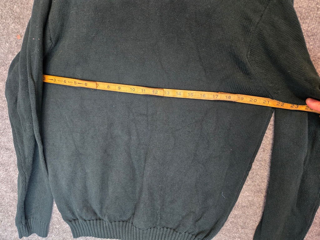 IZOD Hunter Green Cotton Cable Knit Diamond Pattern Crew Neck Sweater Size Med