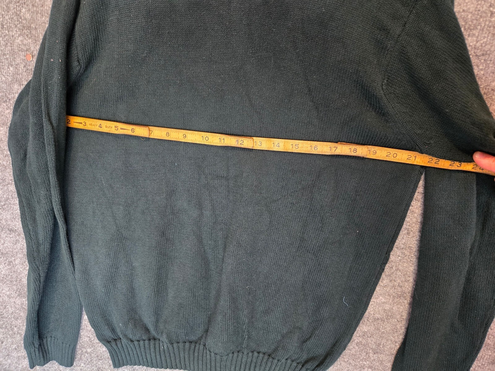 IZOD Hunter Green Cotton Cable Knit Diamond Pattern Crew Neck Sweater Size Med