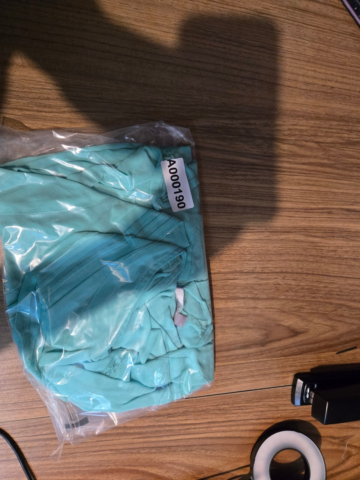 Lightweight Sheer Mint Green Sleeveless Blouse with V-Neck and Pleated Detail