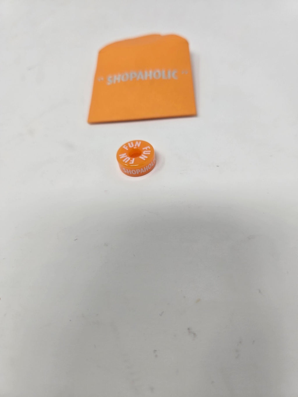 Shopaholic Orange FUN Button Charm