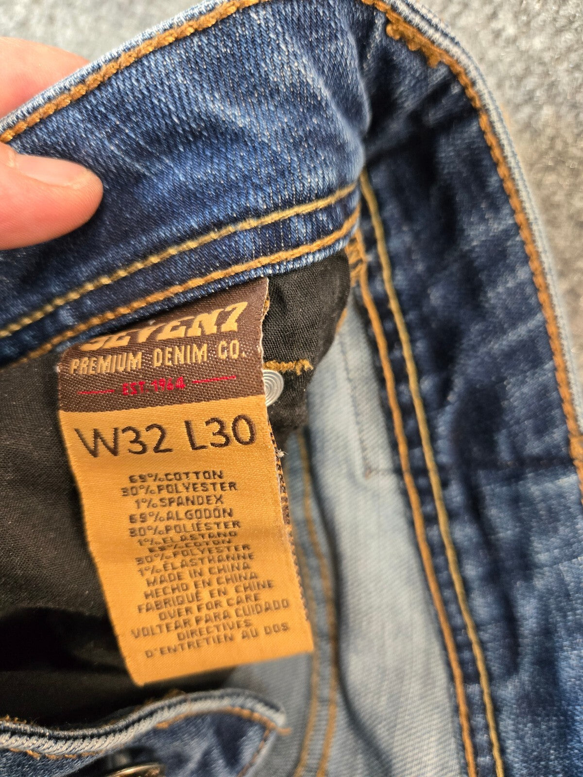 Seven7 Men's Slim Straight Jeans W32 L30 Blue Stretch Premium Denim