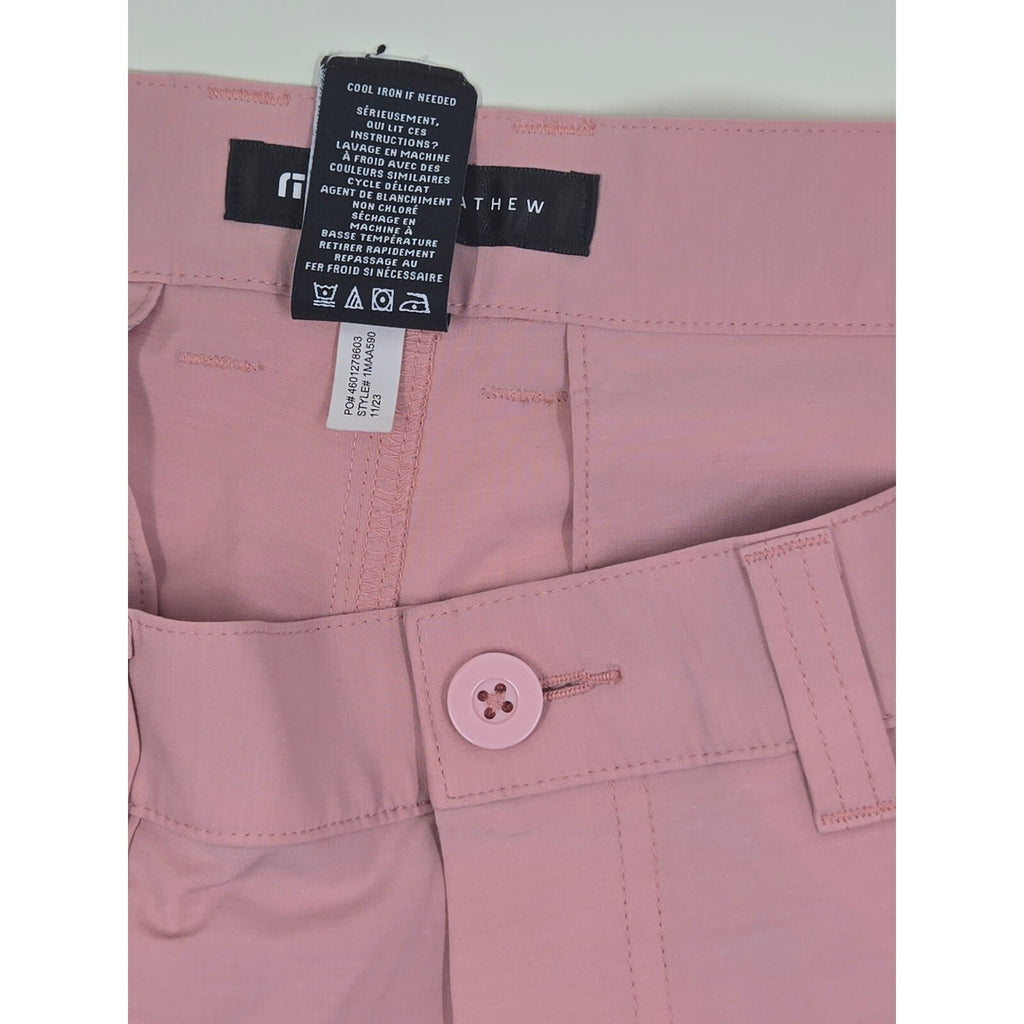 Travis Mathew Men's 30 Tech Chino Golf Shorts Pink rose Stretch Eco Performance