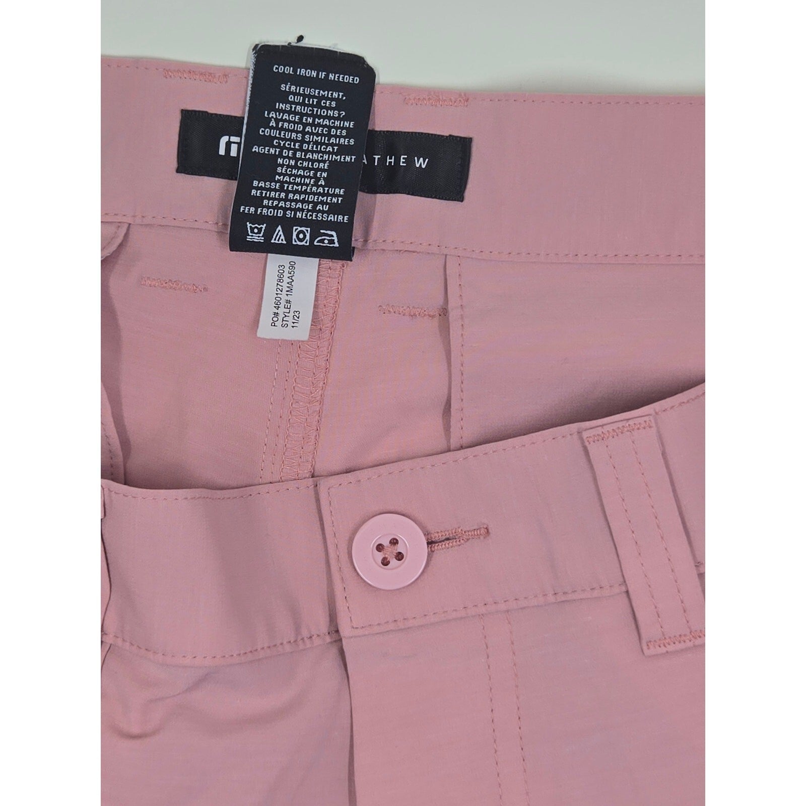 Travis Mathew Men's 30 Tech Chino Golf Shorts Pink rose Stretch Eco Performance