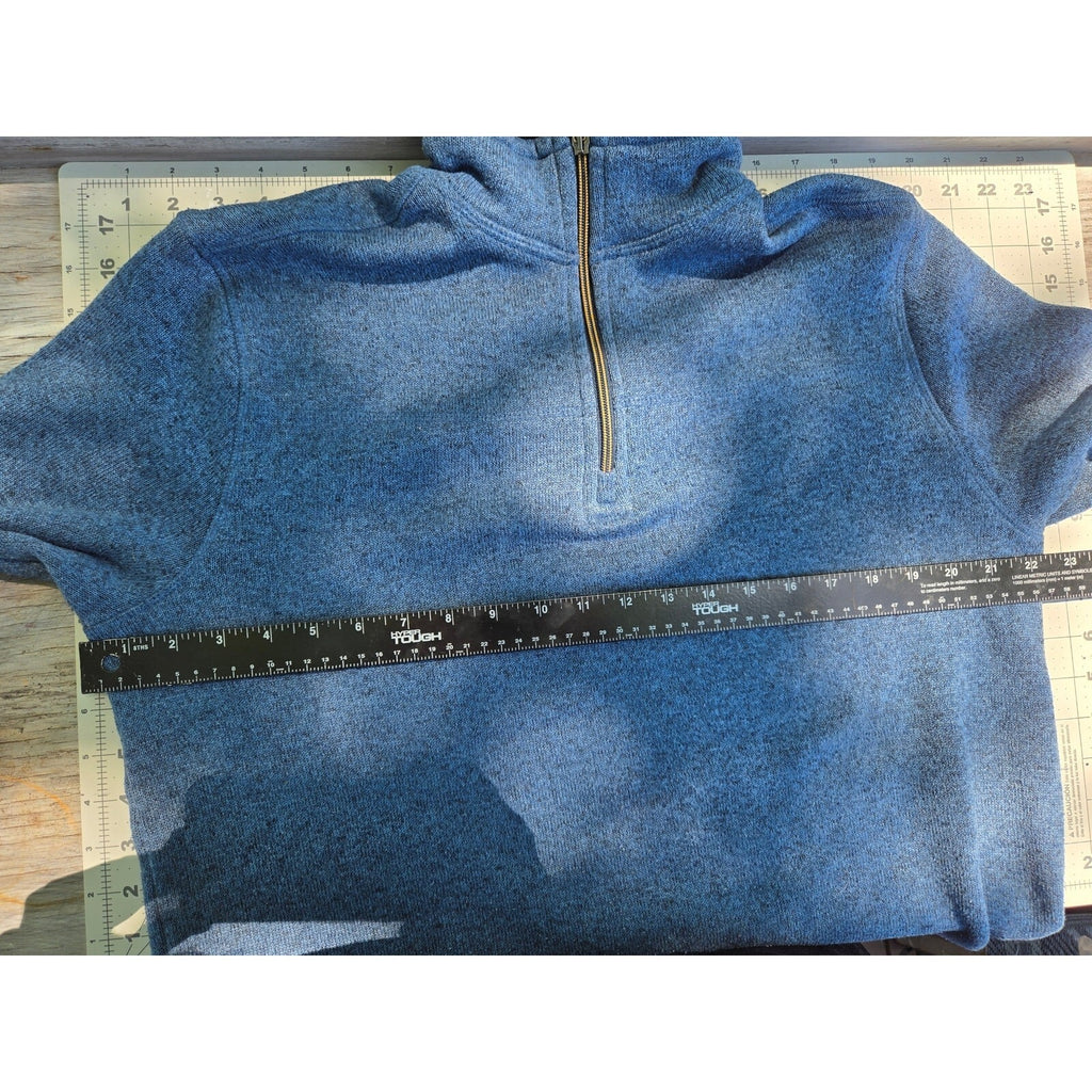 G.H. Bass & Co. Men's Blue Quarter-Zip Sweater Size M with Brown Accents