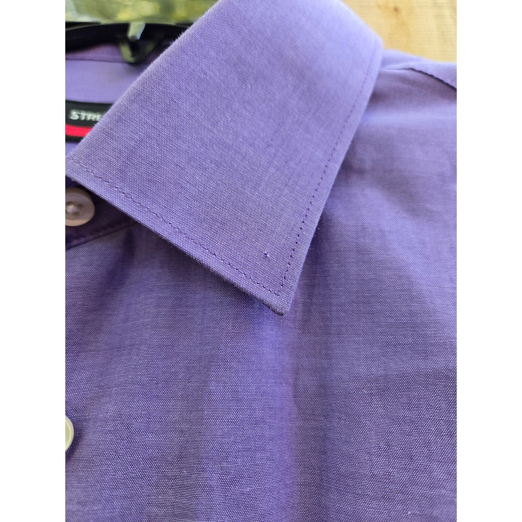 JF-J Ferra Men's XL Purple Slim Fit Dress Shirt - Long Sleeve, Stretch Fabric