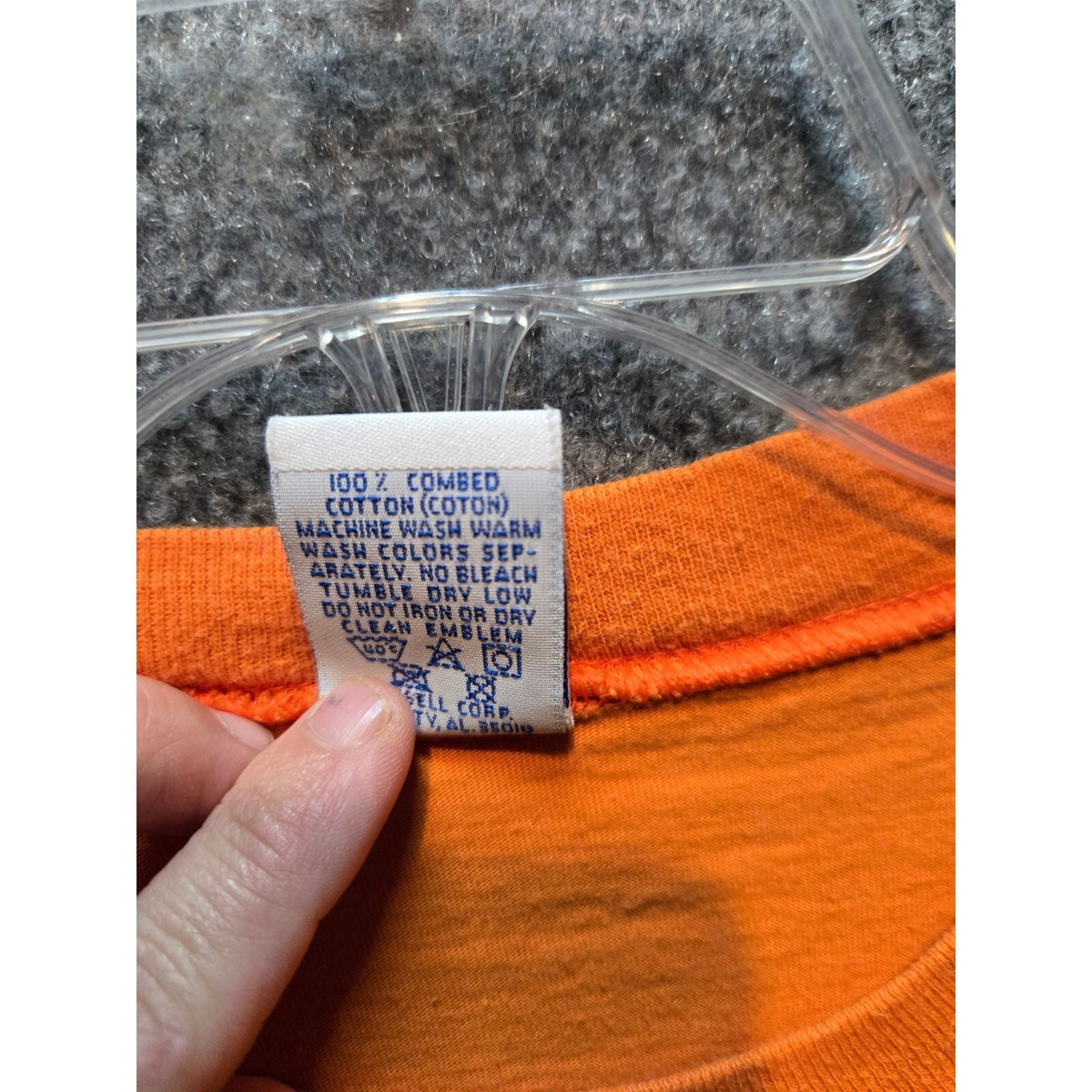 Vintage 90s Russell Athletic Orange Pocket T-Shirt XL Men's Short Sleeve