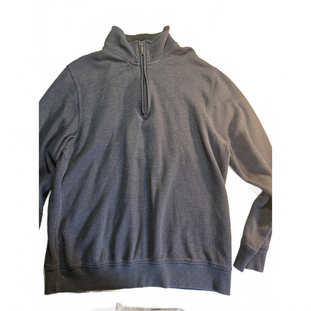 Van Heusen Men's Gray Classic Fit 1/4 Zip Pullover Sweater Medium Cotton Blend