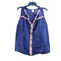Daytrip Buckle Navy Blue Sleeveless Top with Embroidered V-Neckline, Size XL