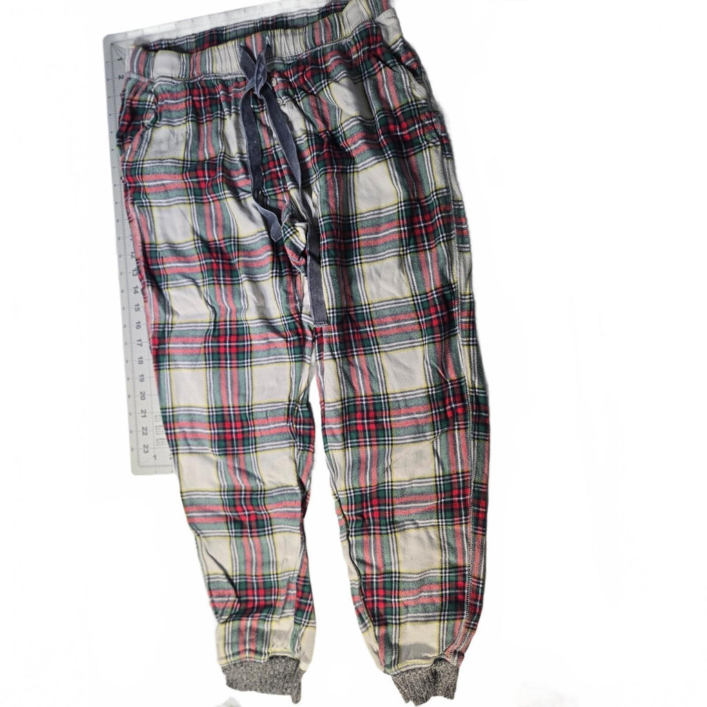 Aerie Plaid Flannel Pajama Pants Medium Long Holiday Velvet Ribbon Tie