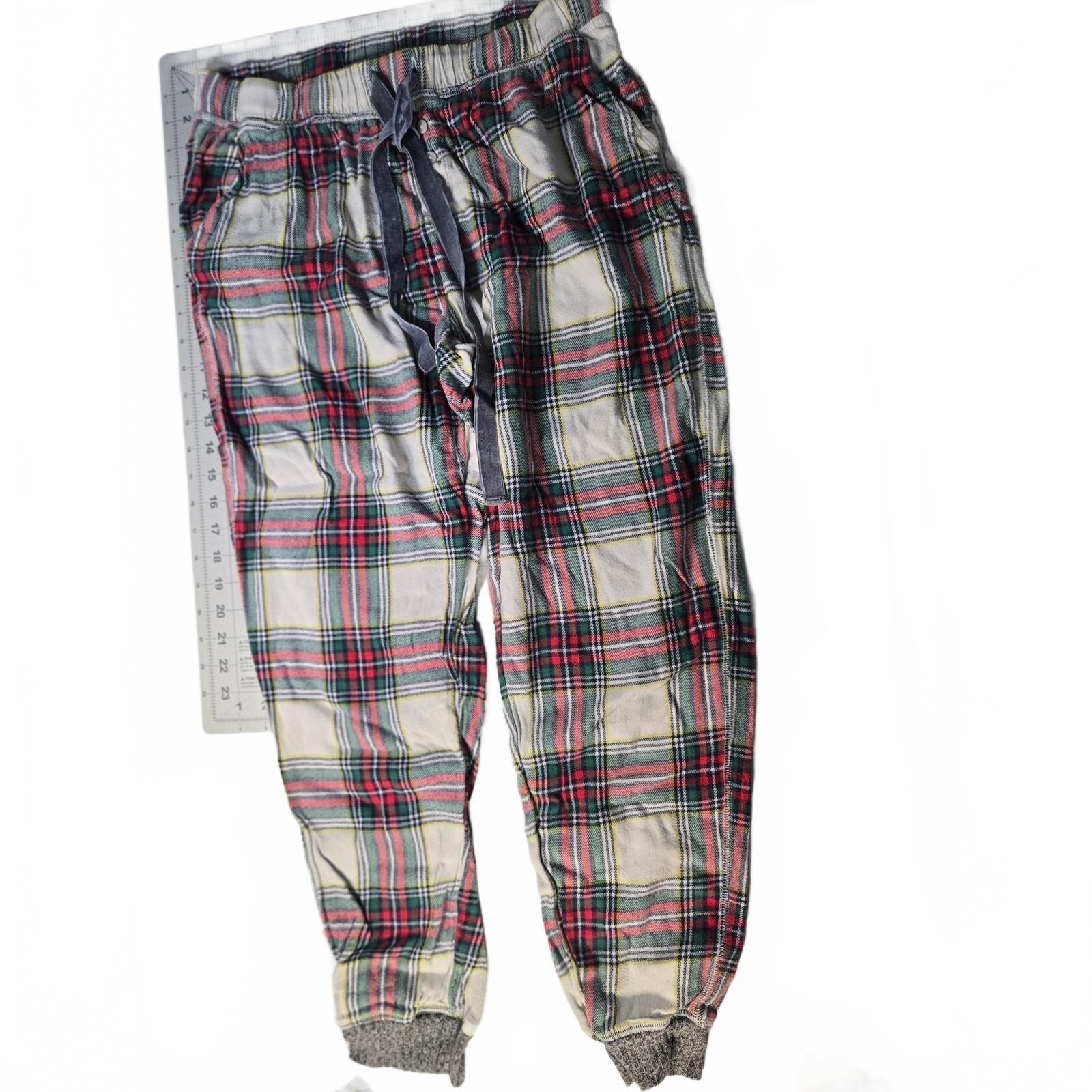 Aerie Plaid Flannel Pajama Pants Medium Long Holiday Velvet Ribbon Tie