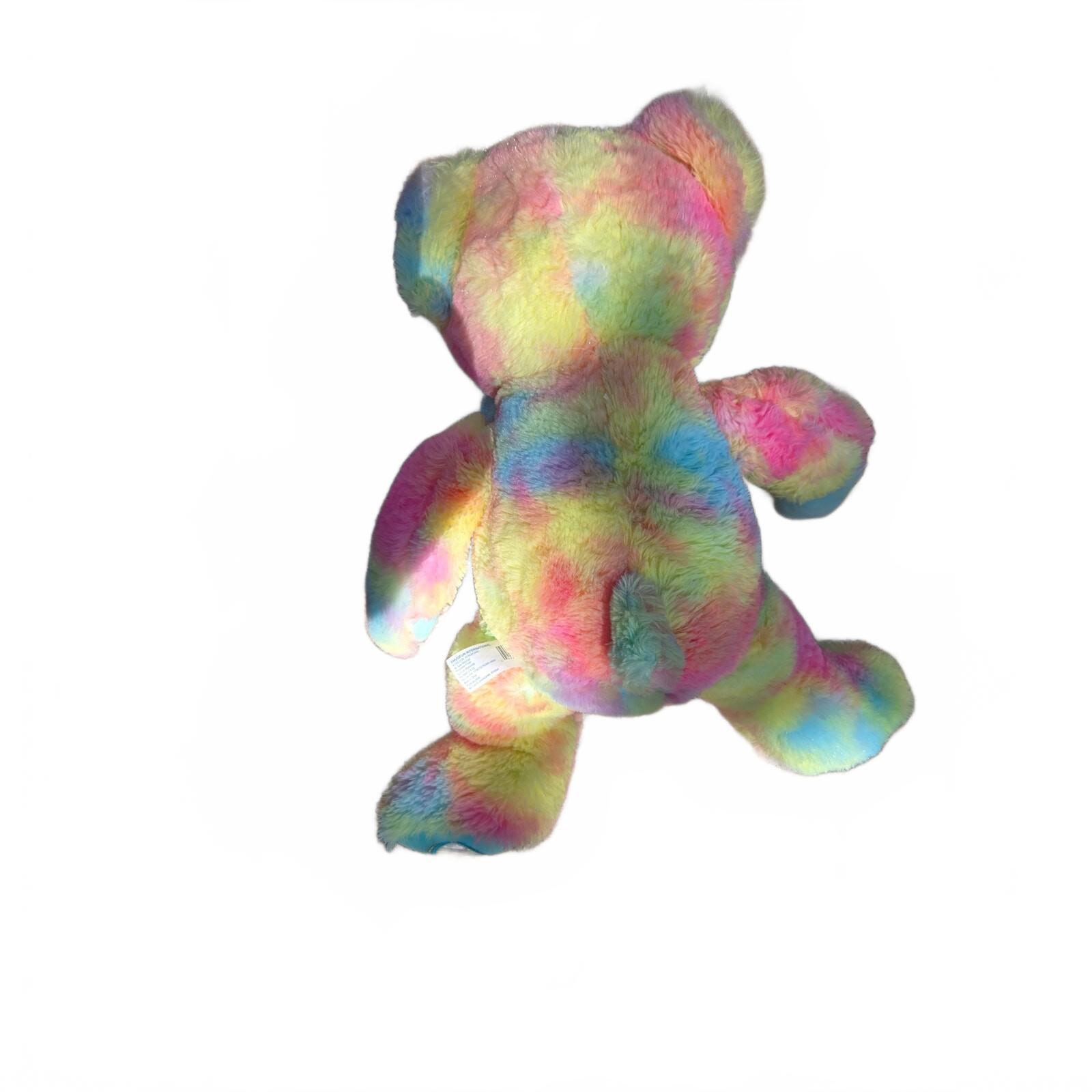 Hugfun 18" Pastel Tie Dye Rainbow Teddy Bear XO Heart Feet Soft Plush Stuffed