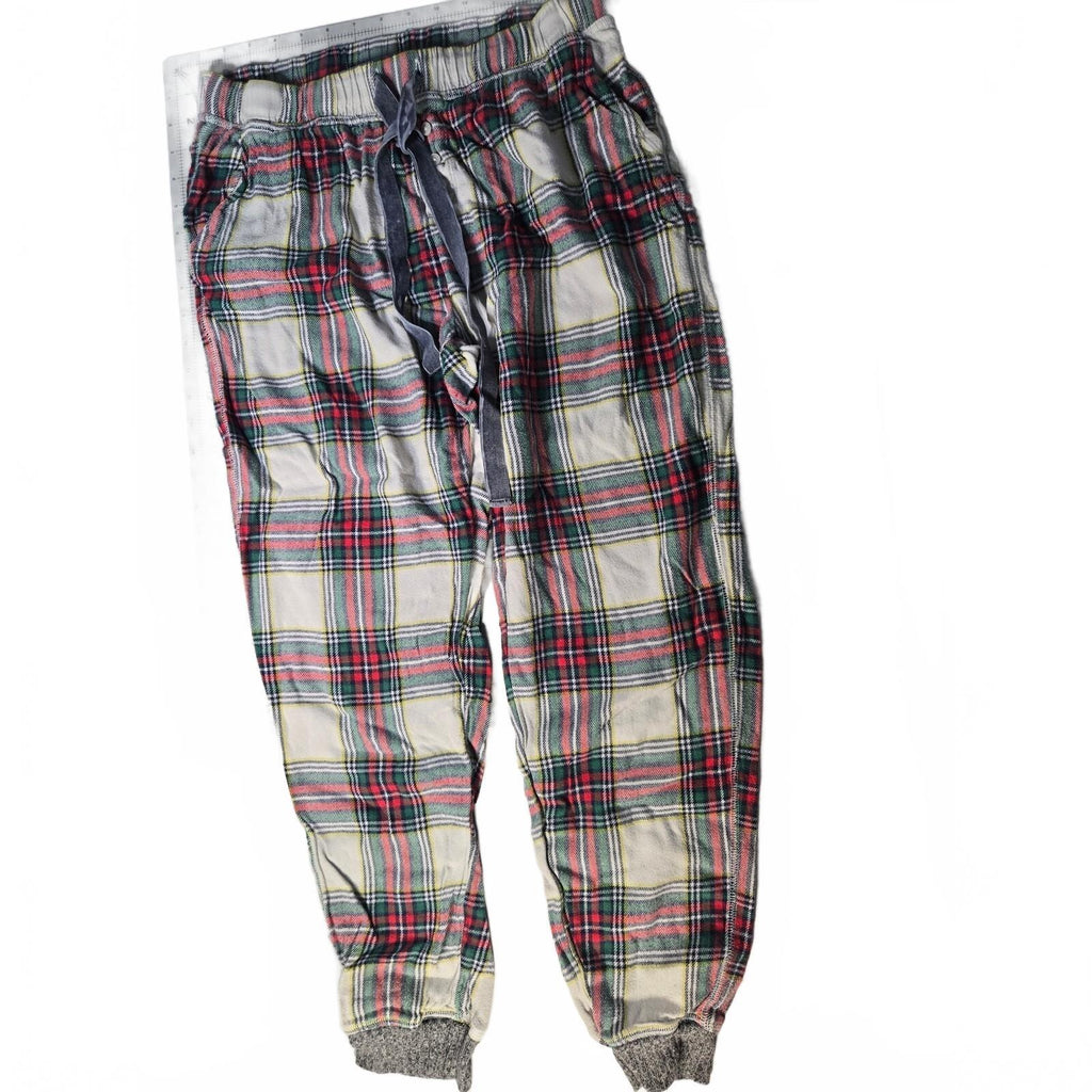 Aerie Plaid Flannel Pajama Pants Medium Long Holiday Velvet Ribbon Tie