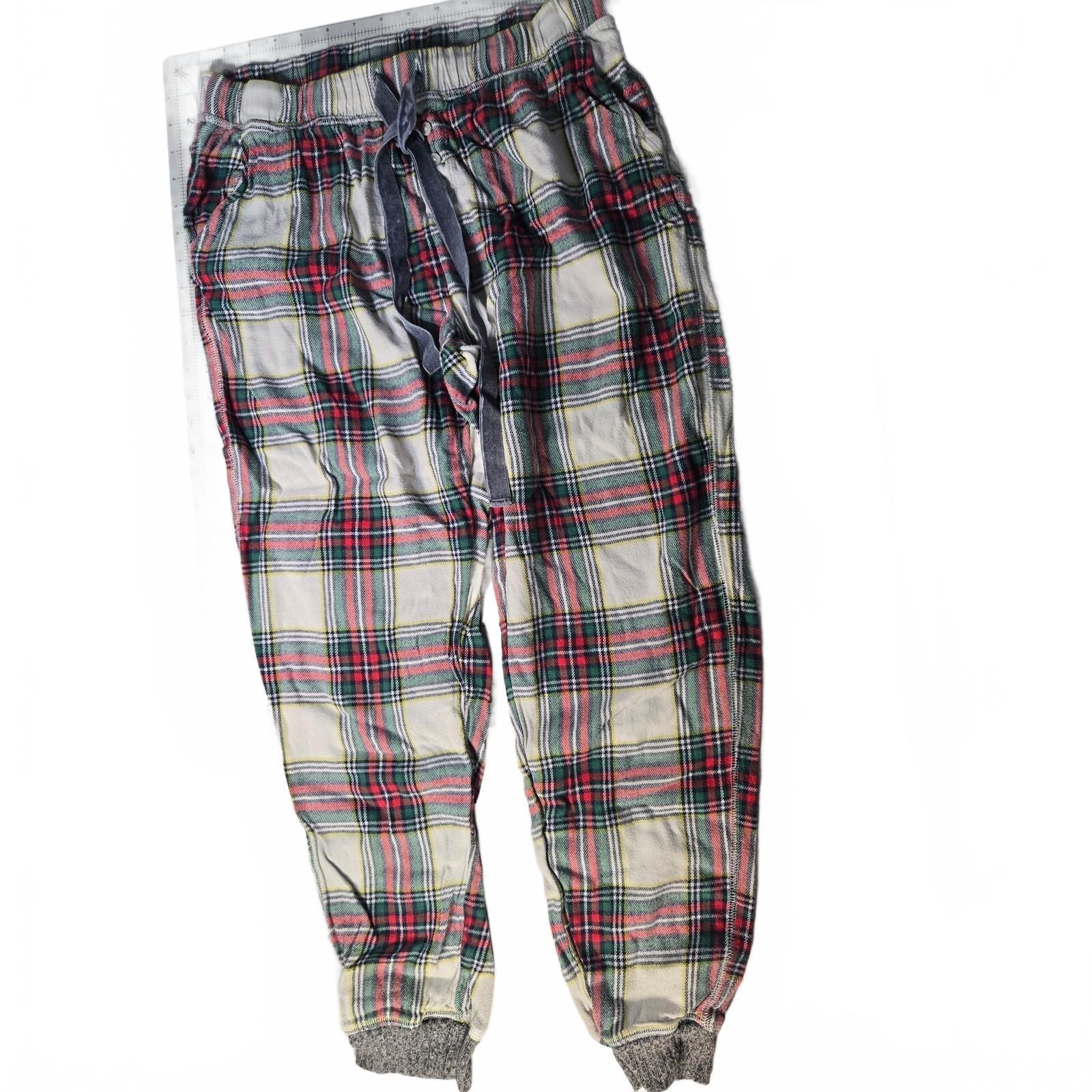 Aerie Plaid Flannel Pajama Pants Medium Long Holiday Velvet Ribbon Tie