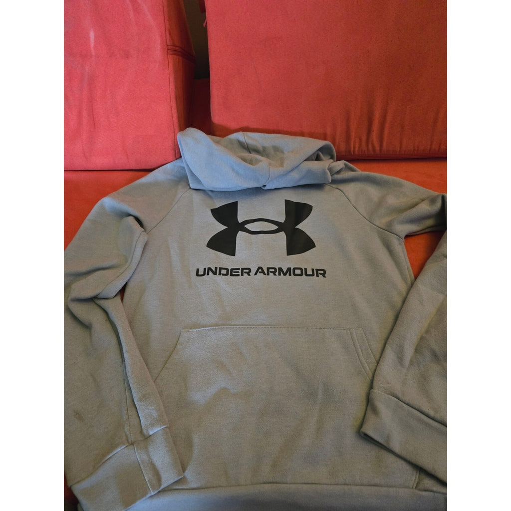 Under Armour Boys Gray Pullover Hoodie Youth Large Athletic Sweatshirt