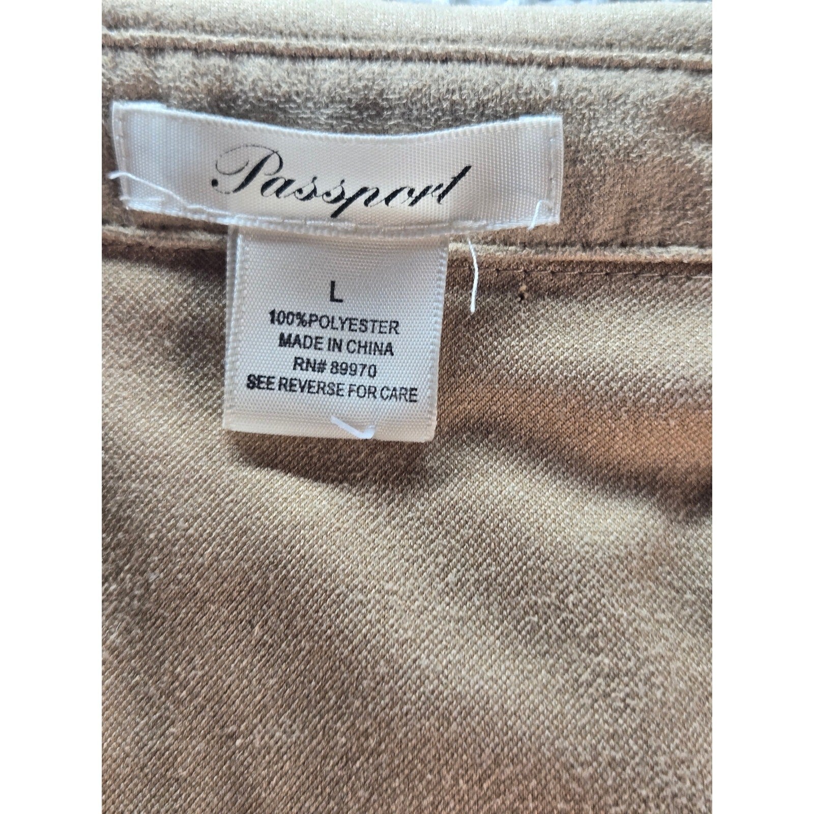 Passport Tan Faux Suede Shirt Dress, Size Medium, Very Good Condition