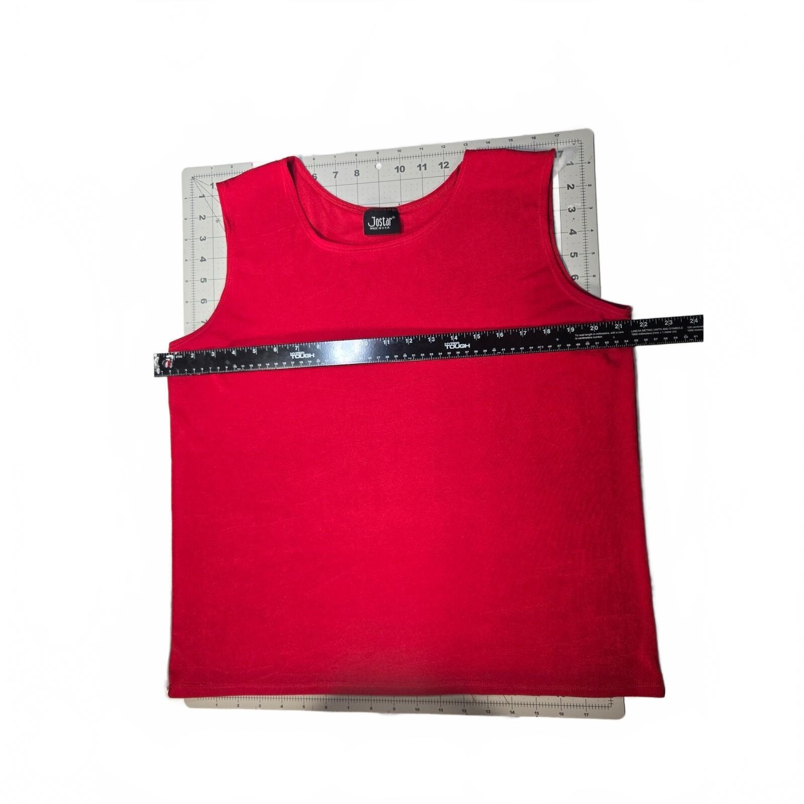 Jostar  Womens Red Tank Top Size L Xl Sleeveless Scoop Neck Flat Chest 21"
