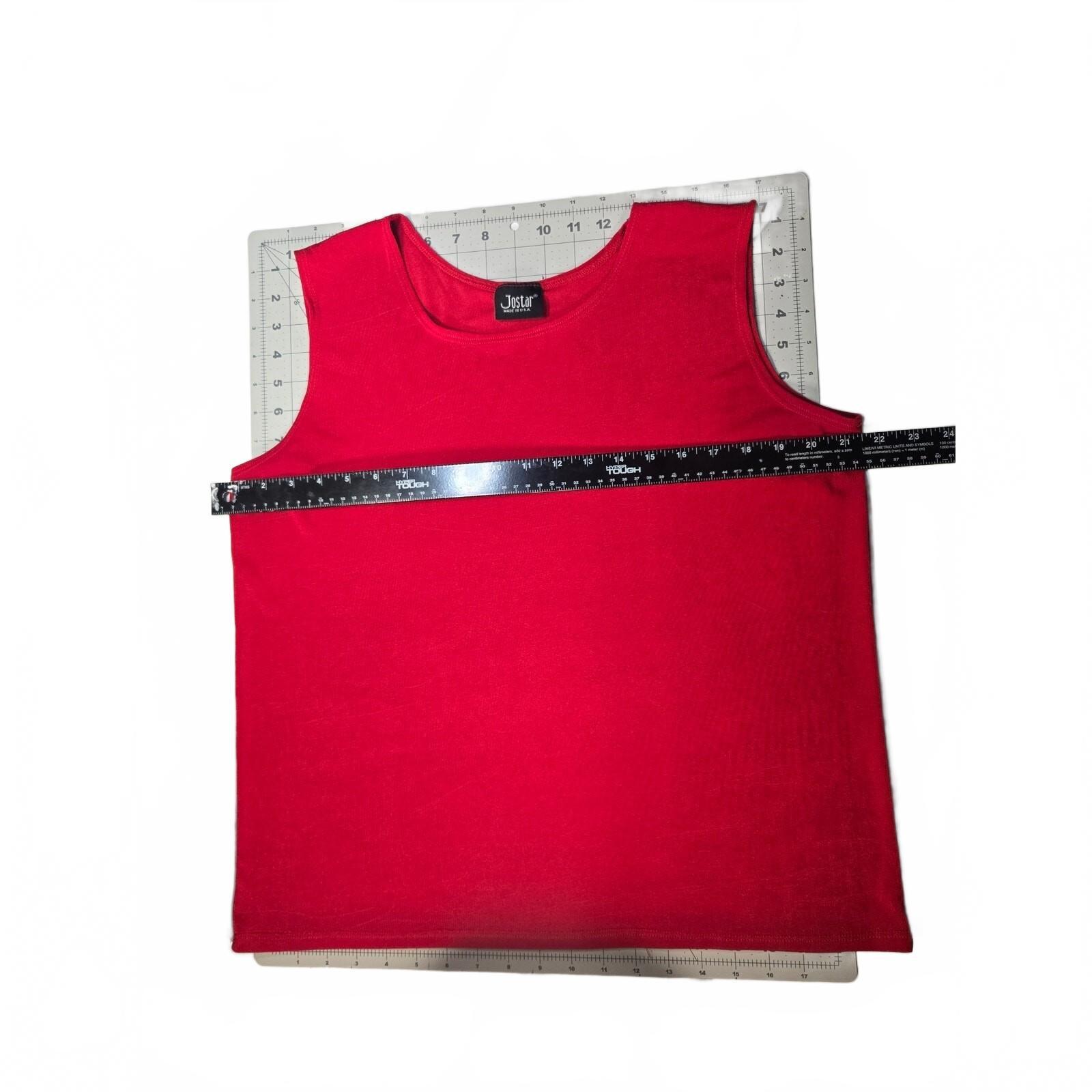 Jostar  Womens Red Tank Top Size L Xl Sleeveless Scoop Neck Flat Chest 21"
