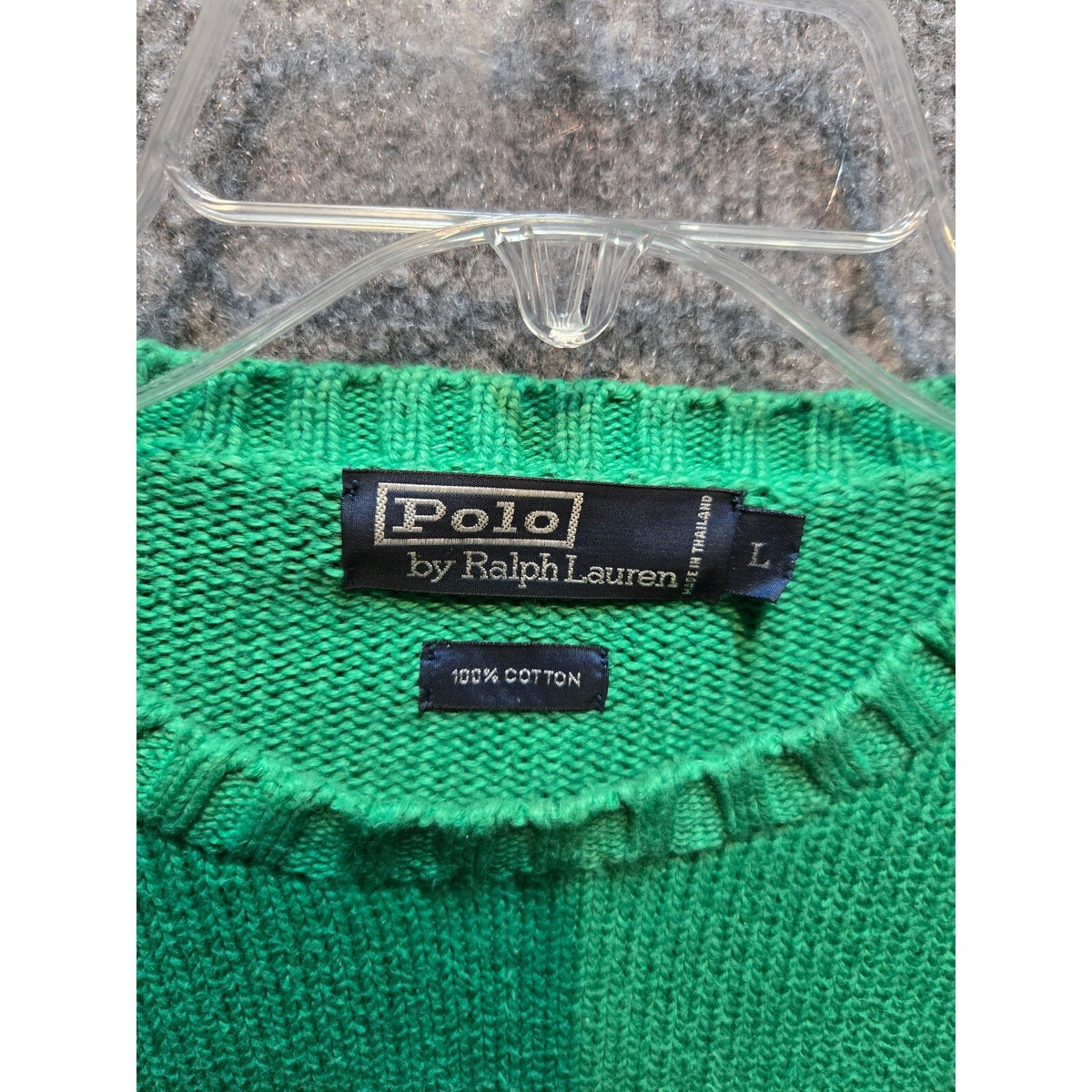 Vintage 90s Polo Ralph Lauren Kelly Green Cotton Crewneck Sweater Large