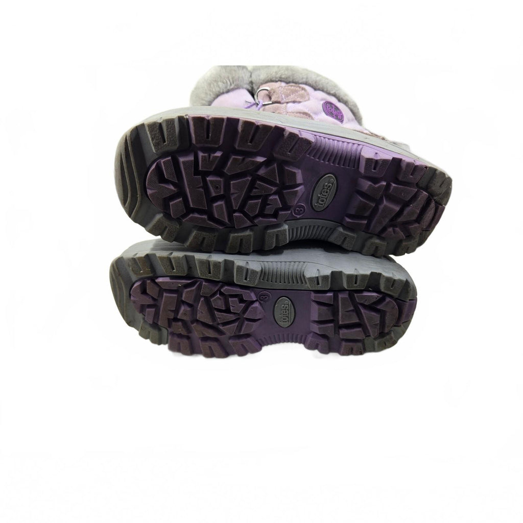 Totes Girls Waterproof Winter Snow Boots Purple Size 3 Youth Faux Fur Trim