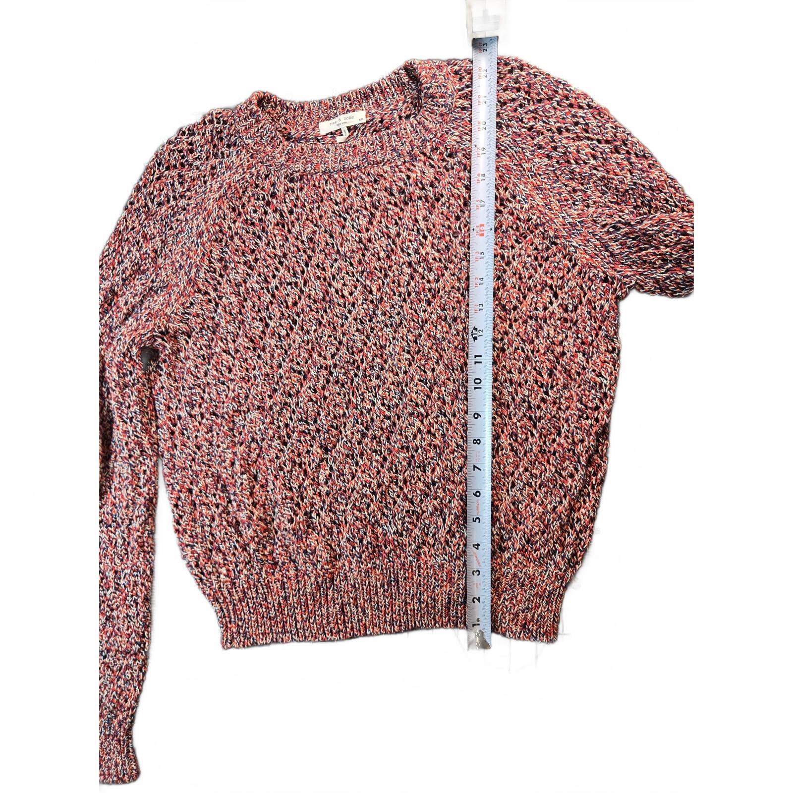 Rag & Bone Kara Crew Multicolor Open-Knit Sweater Red Blue Marled Size Small