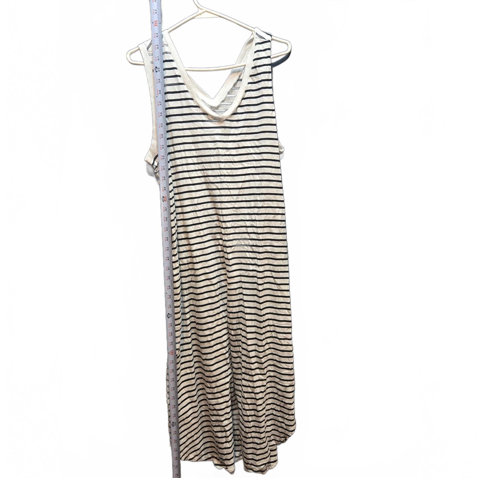 Time and Tru Women's Sleeveless Black Striped Dress with Double V-Neckline and T