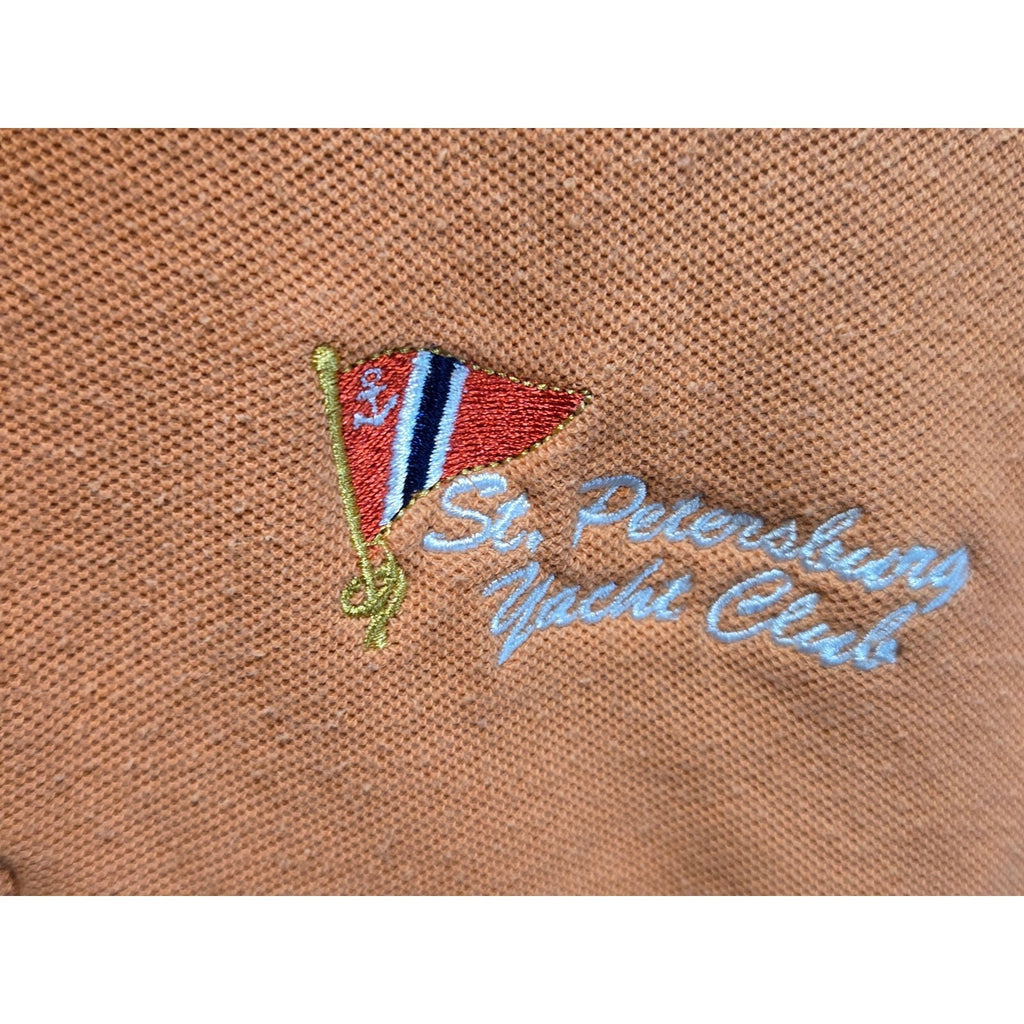 St. Petersburg Yacht Club Men's Orange Pique Knit Polo Shirt Short Sleeve L