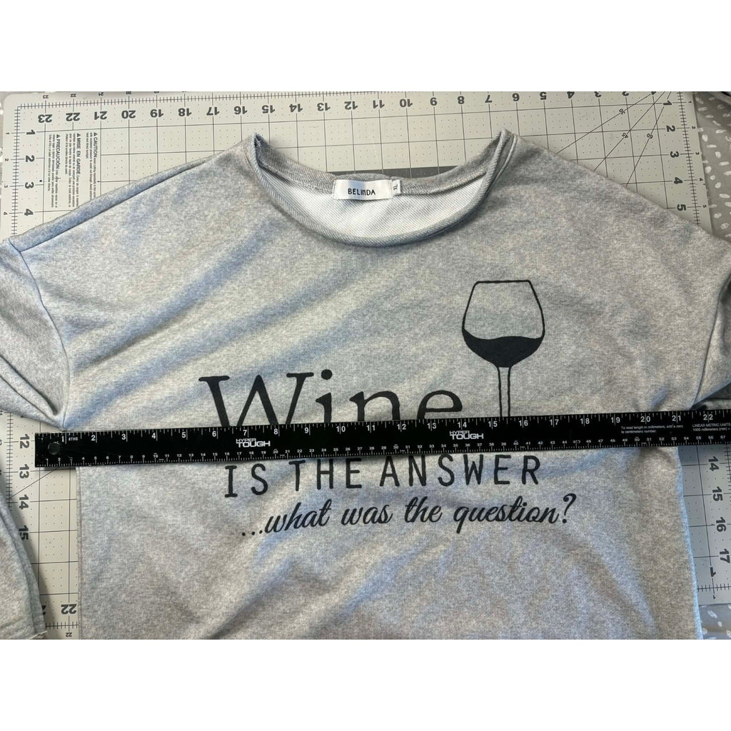 Gray Belinda Xl "Wine is The Answer" Sweatshirt