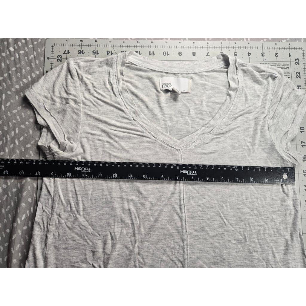 Nordstrom Rack Heather Gray Short Sleeve Knit Top, Size Small, Lightweight and V