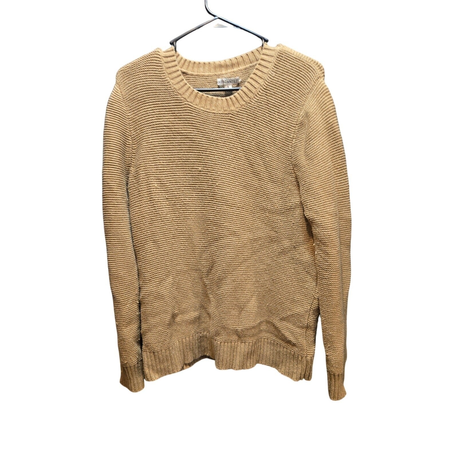 J. Crew Mercantile Classic Crew Neck Sweater Tan Camel Knit Size Small