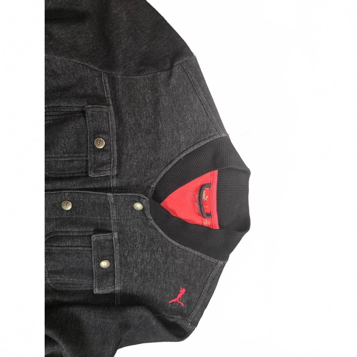 Puma Men's Gray Button-Up Jacket with Pink Logo