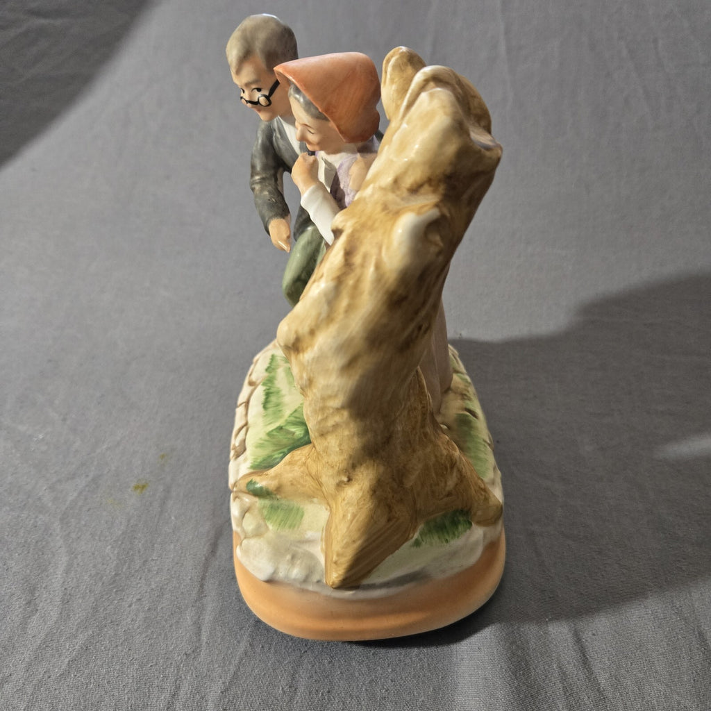Vintage Figurine Old Couple "Those Were The Days", Rotating Music Box 7” X 5”