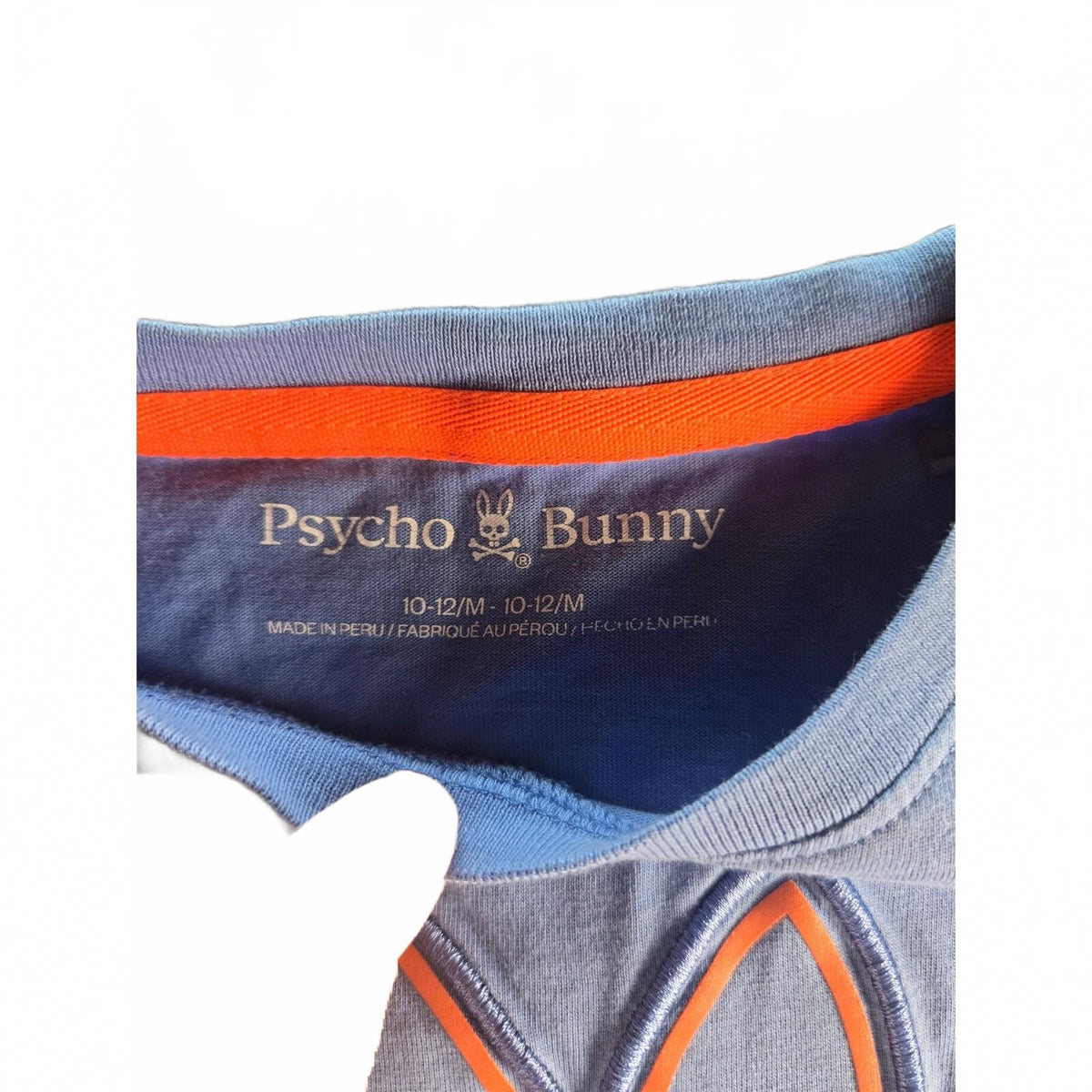 Phsycho Bunny KIds Blue Graphic Bunny t-Shirt Crew Neck Size 10-12 Short Sleeve